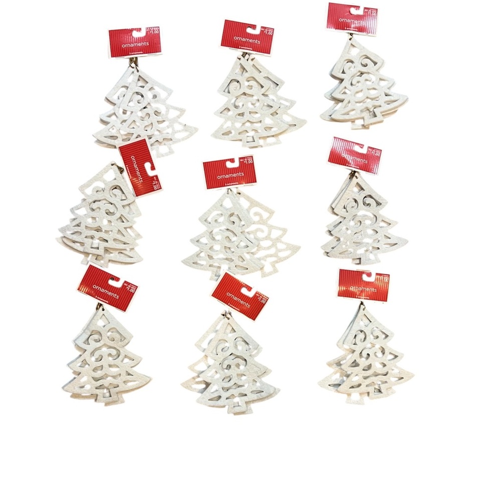 27 White Felt Christmas ornaments